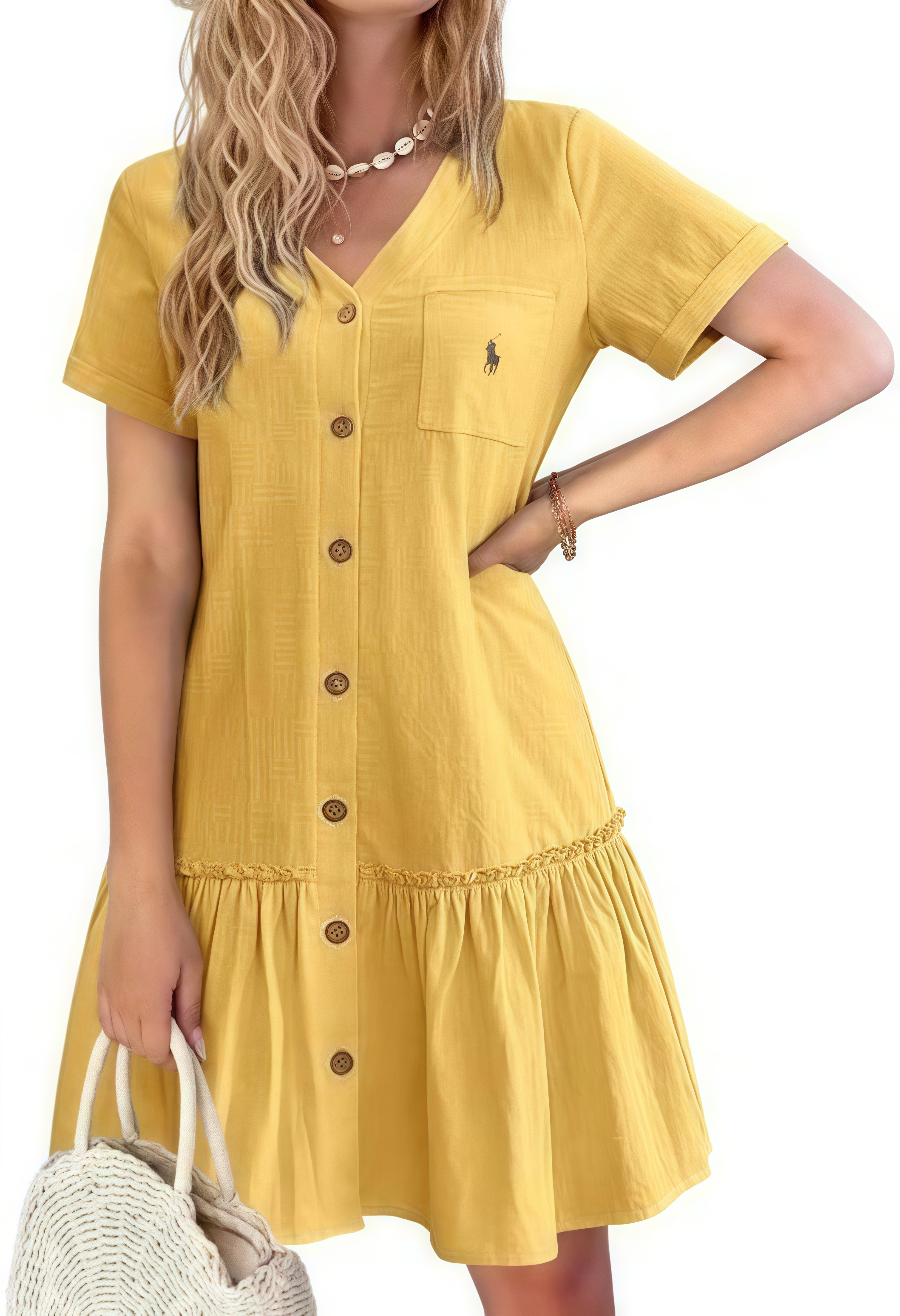 Ralph Lauren Cotton Linen Button-Down Tunic Dress