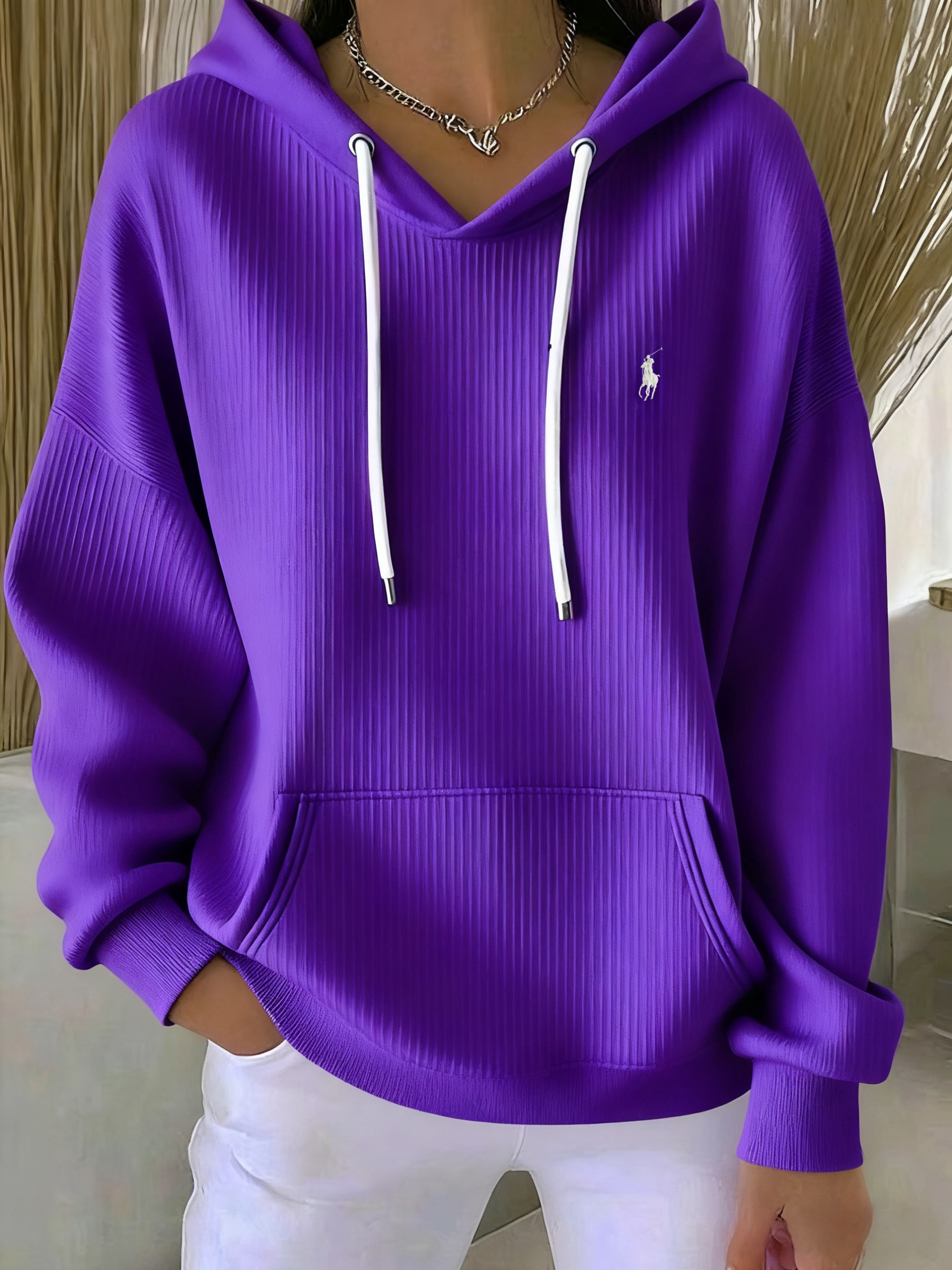 Ralph LaurenĀ® Women's casual retro ribbed sweatshirt