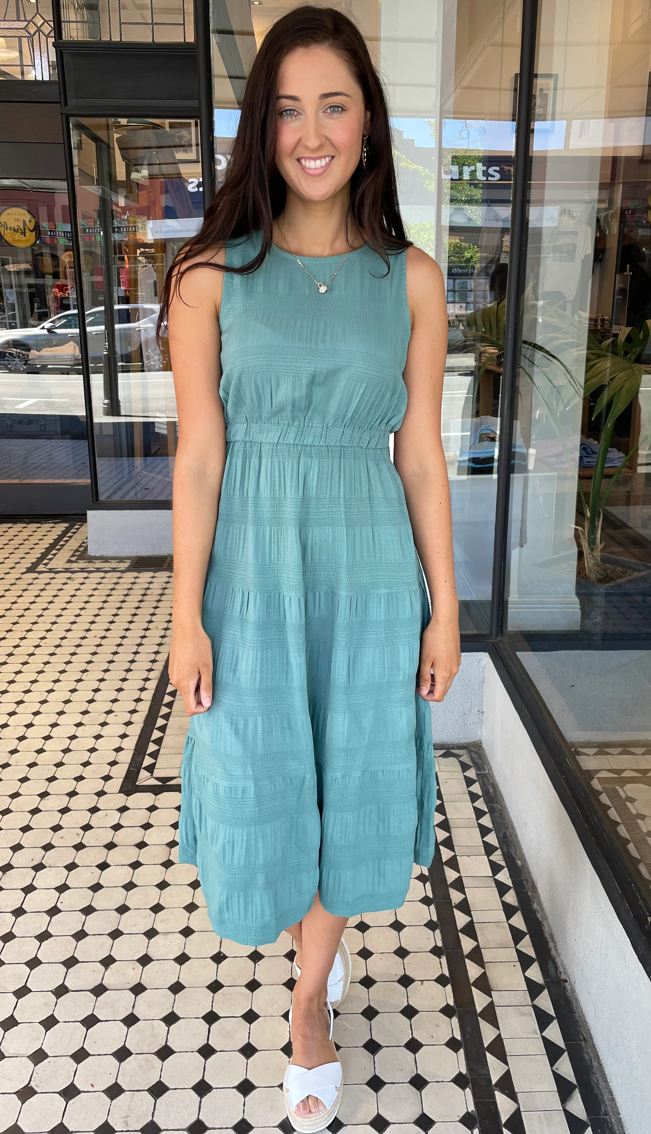 Kym Cutout Back Tiered Midi Dress