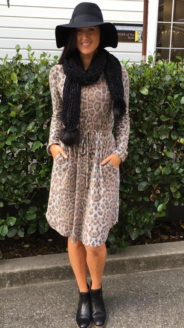 Vera Long Sleeve Dress Brown