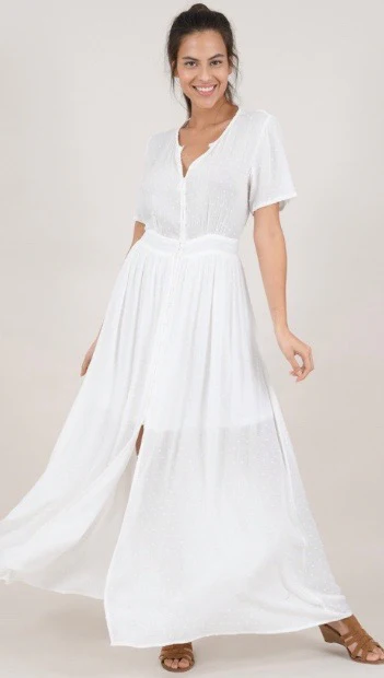 Molly Bracken White Swiss Dot Dress