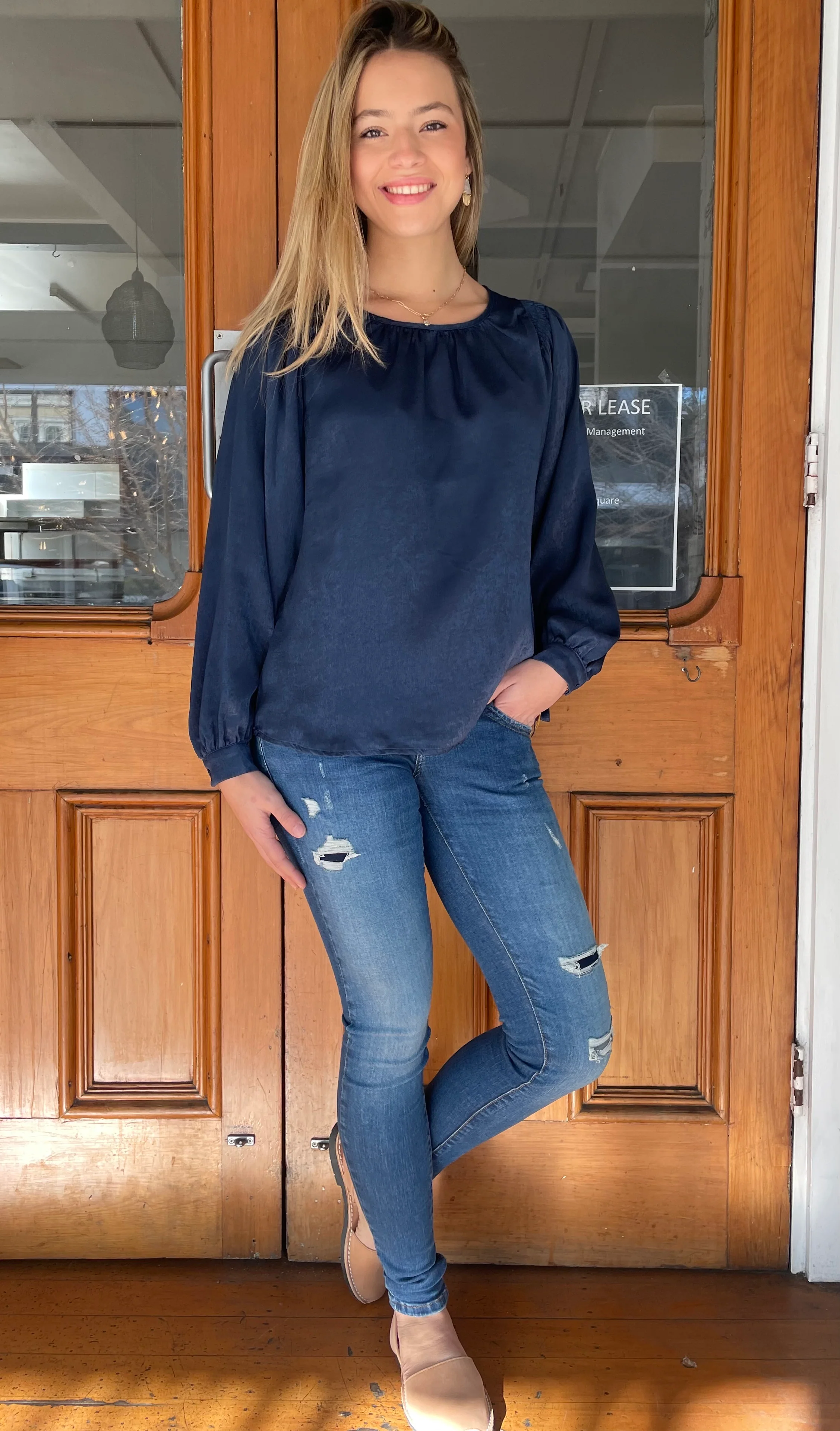 Sonia Satin Shimmer Top Midnight