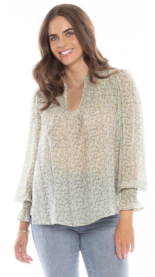 Seeking Lola Fun Times Top Sage Confetti
