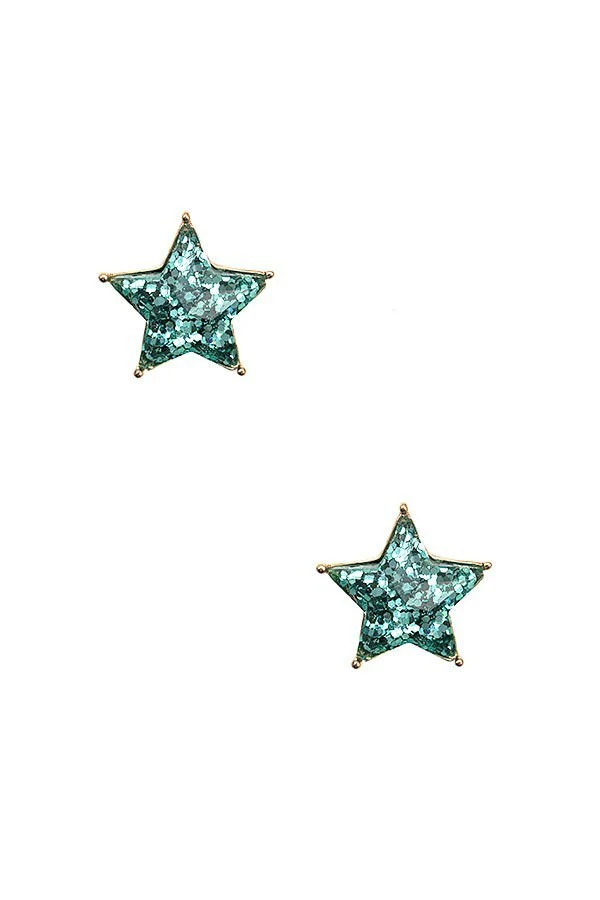 UBS027 Glitter Star Studs Sea Foam