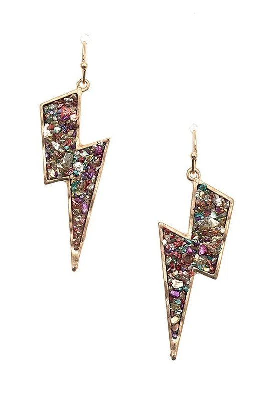 FME191 Jewelled Thunder Bolt Earrings Multi