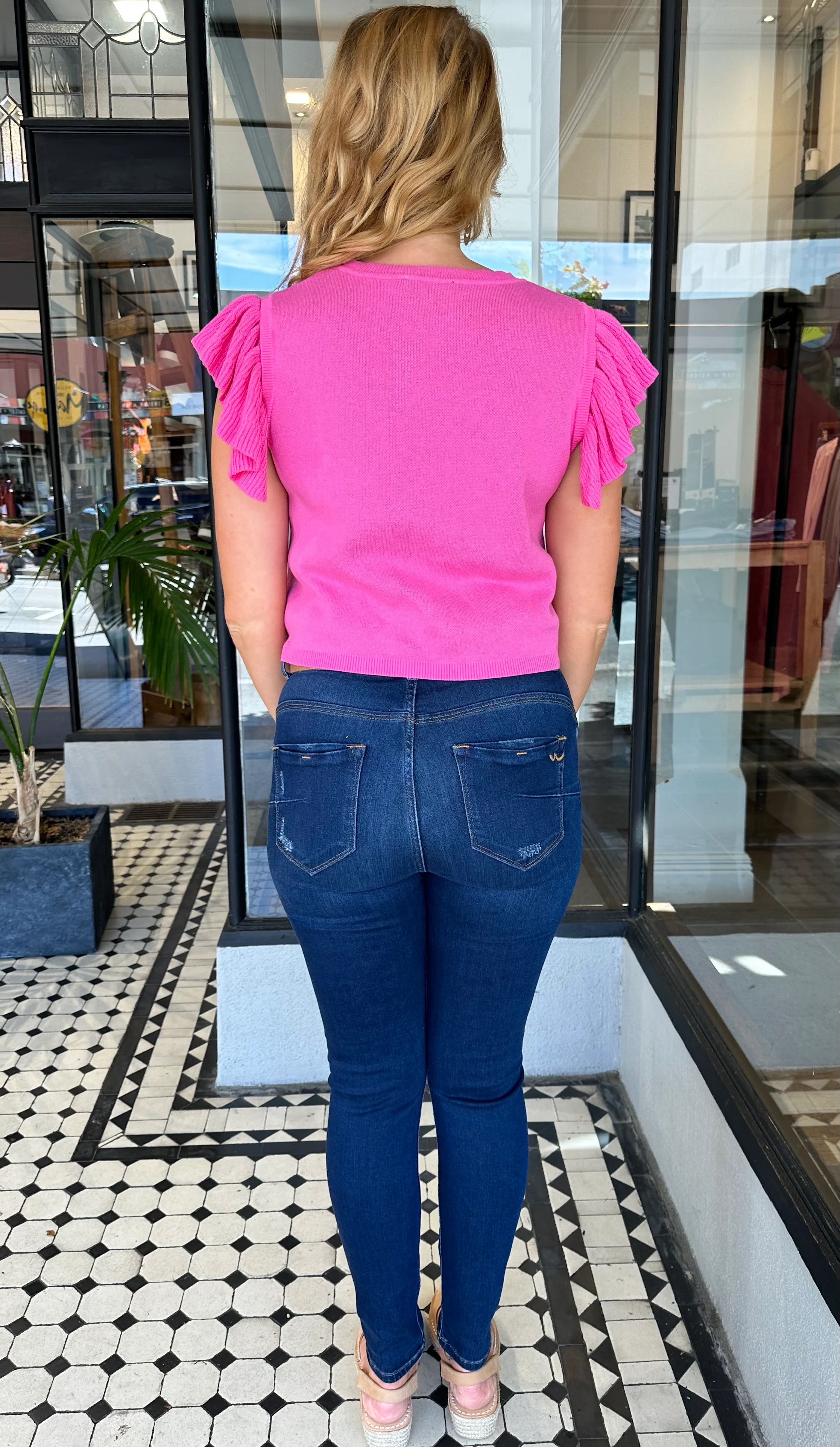 Cheetah Knit Crop Top Hot Pink