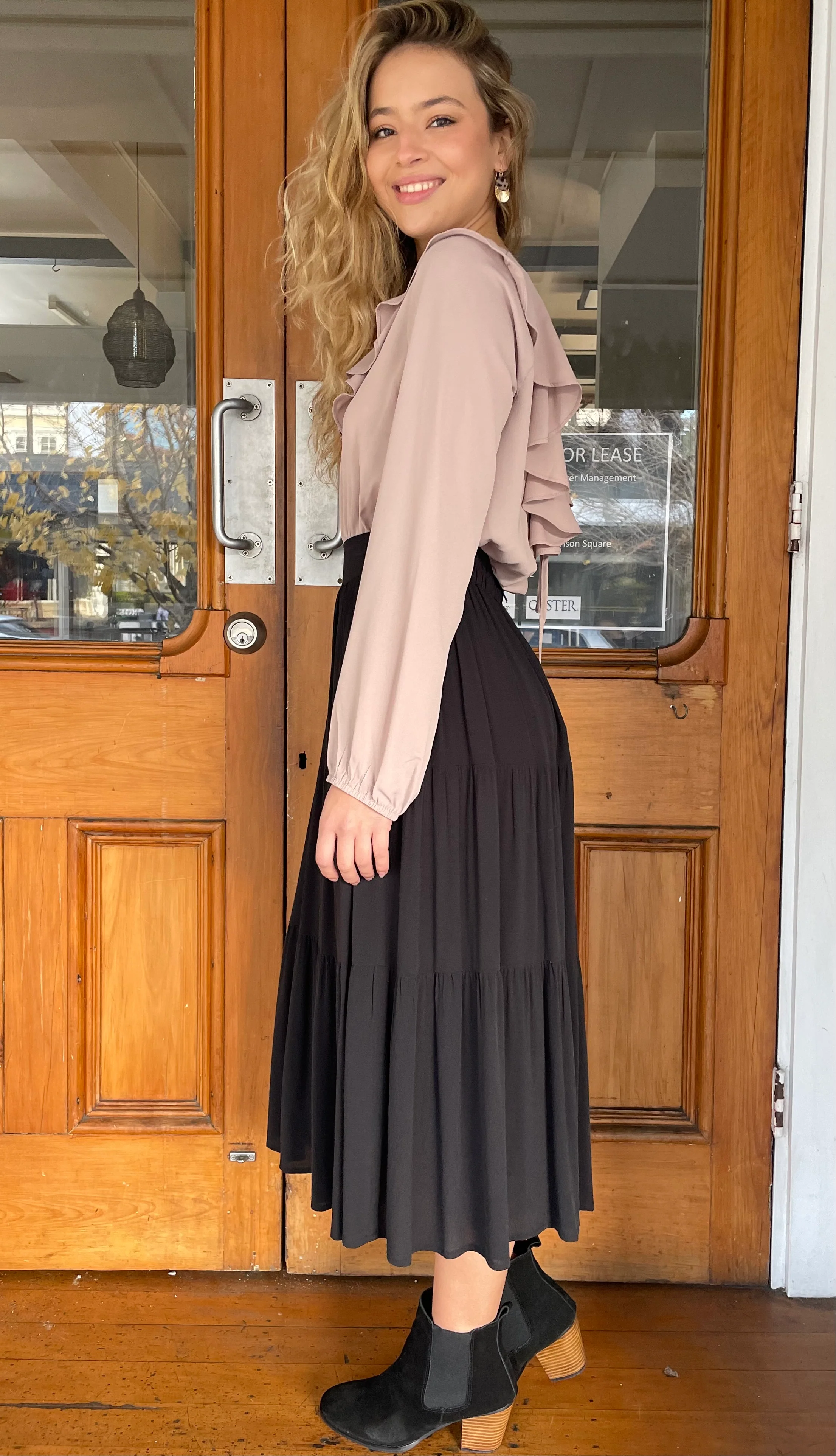 Maggie Smocked Waist Cropped Top Mocha