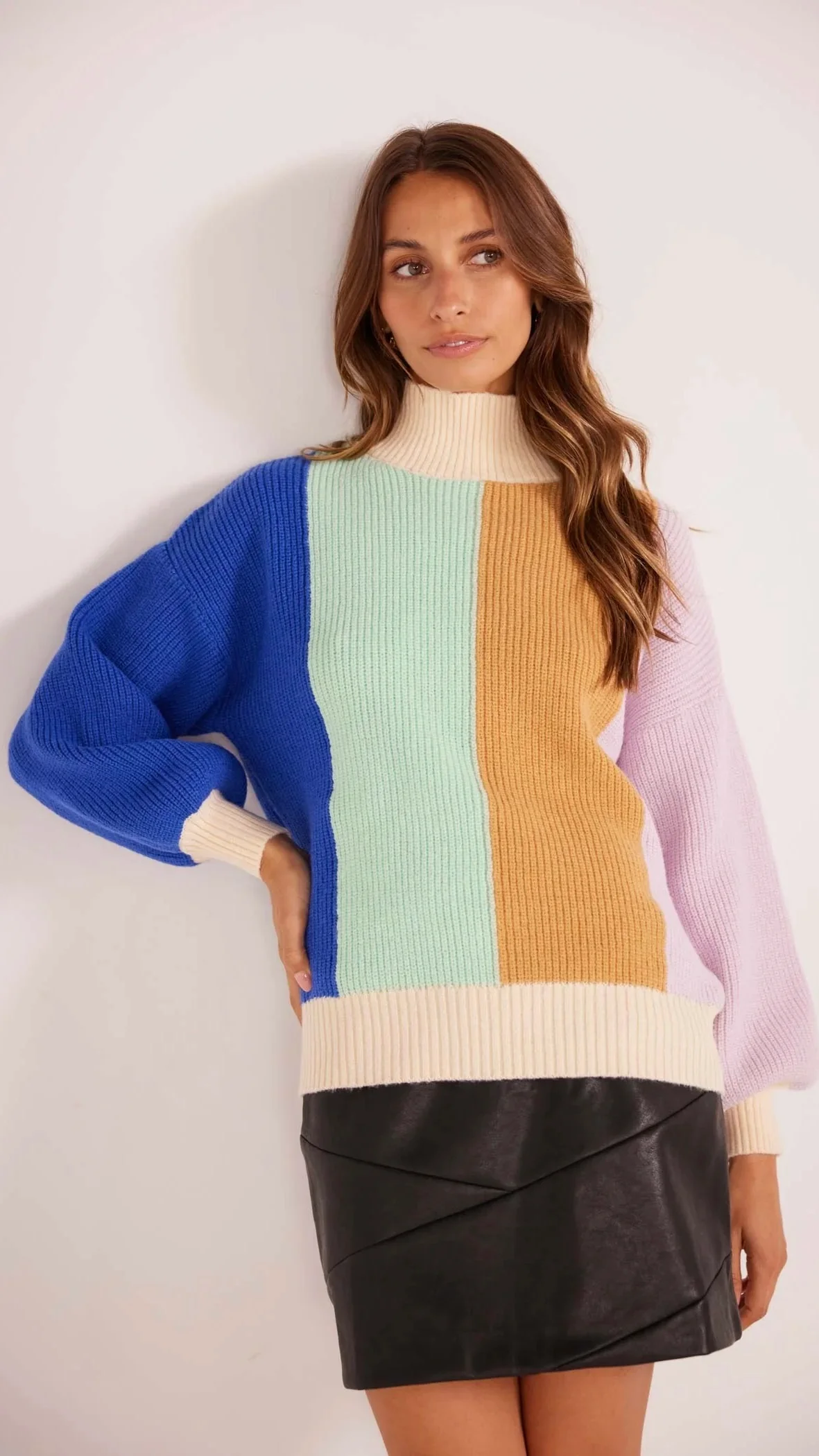 Zia Colour Block Knit Jumper Sherbet