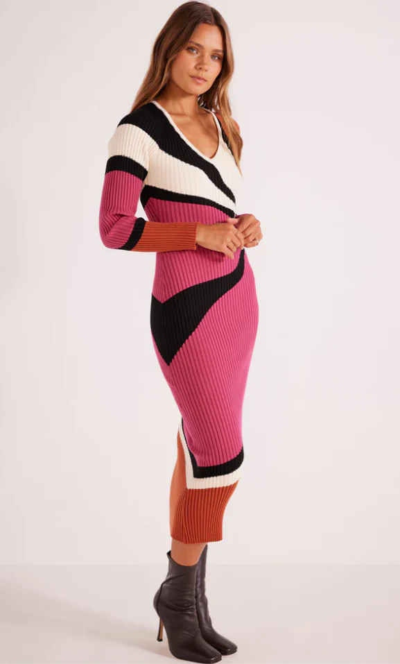 Lorna Knit Midi Dress Abstract Print