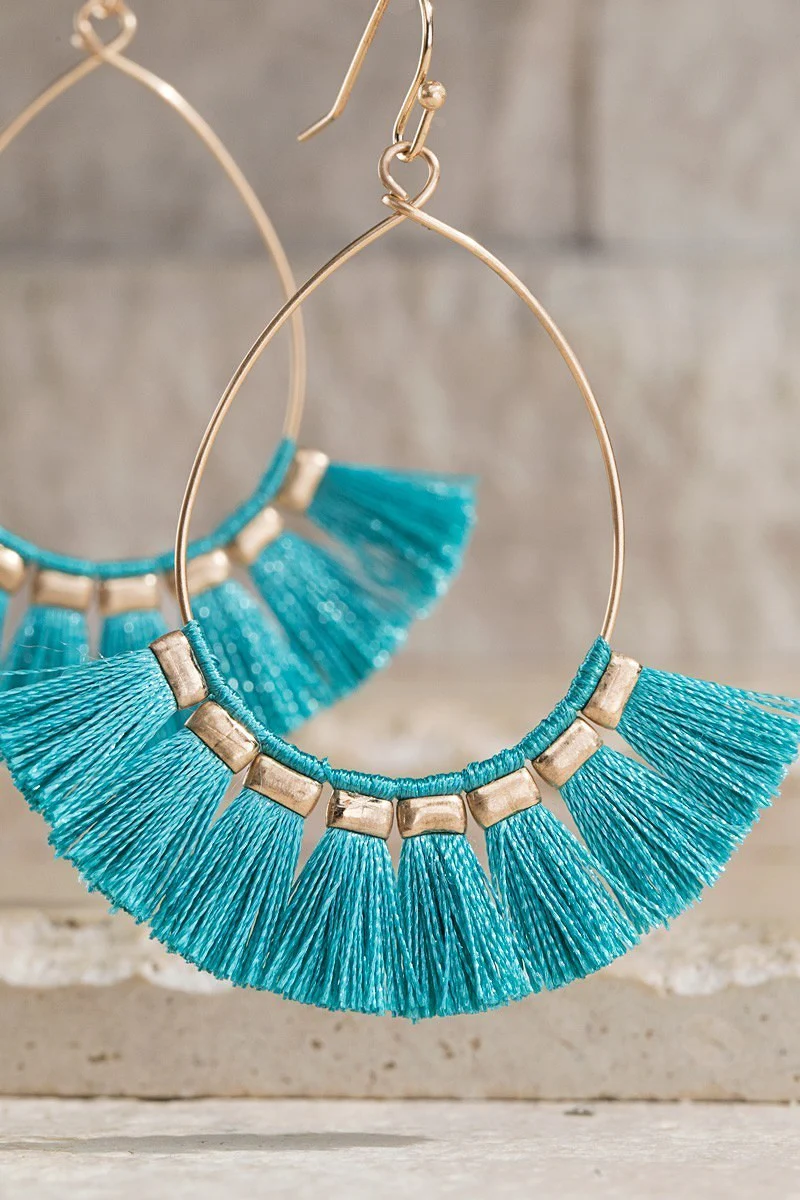 FME217 Tear Drop Tassel Turquoise