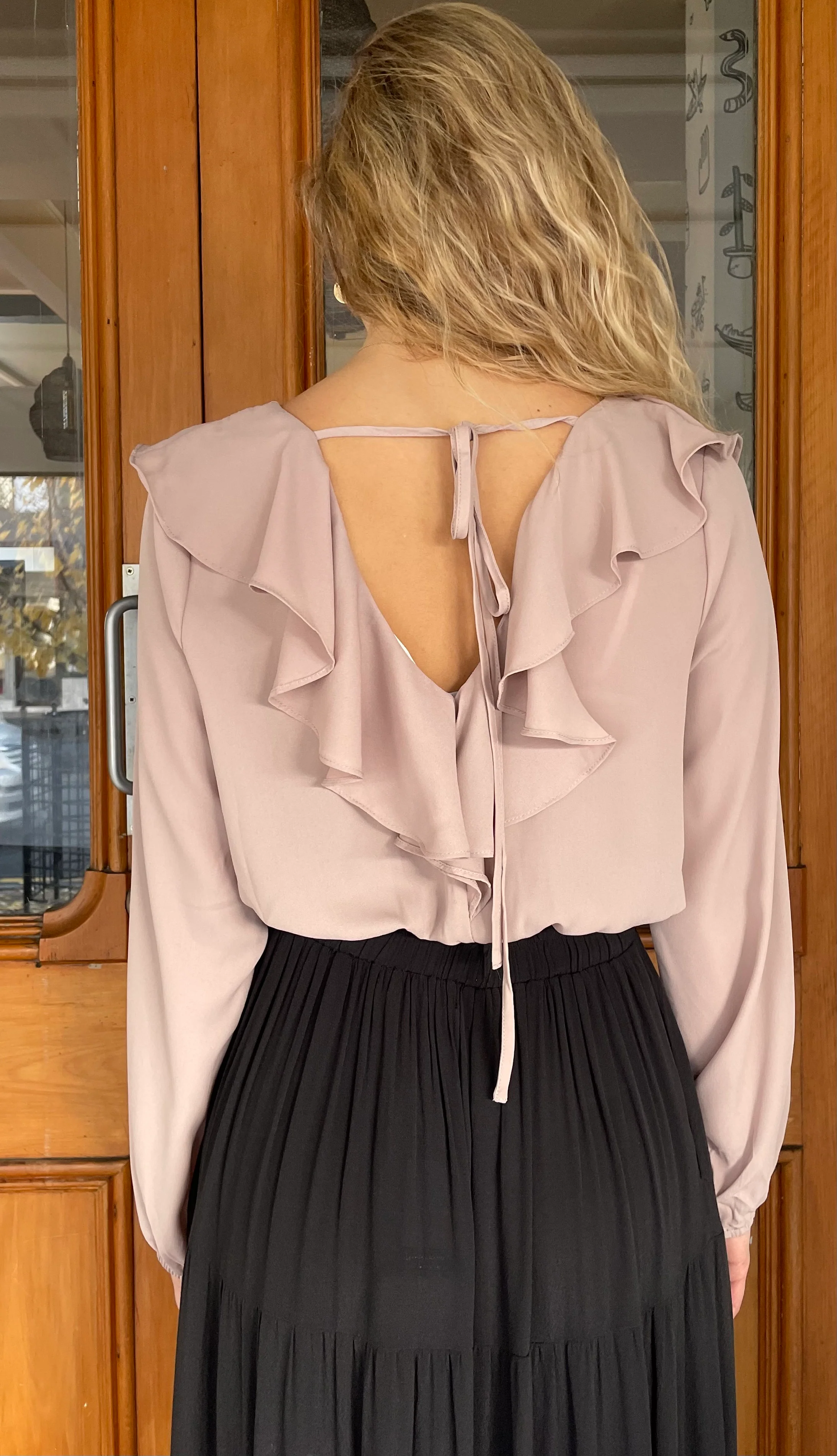 Maggie Smocked Waist Cropped Top Mocha