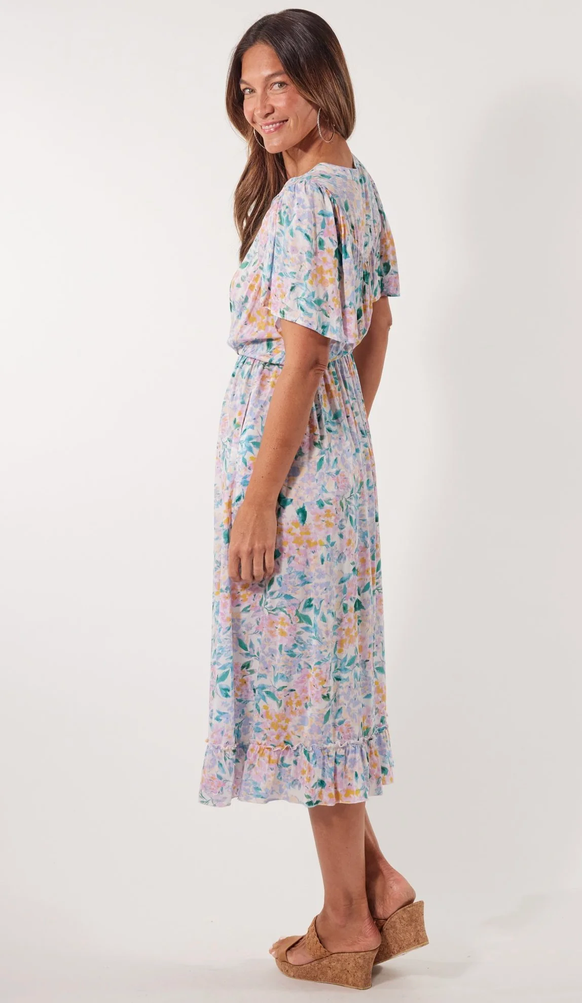 Botanical Midi Dress Salt Hydrangea