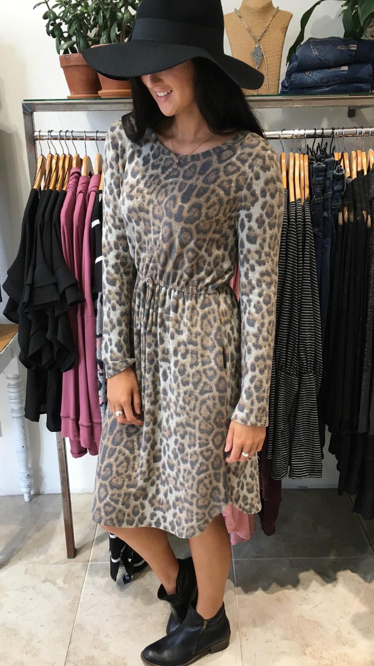 Vera Long Sleeve Dress Brown