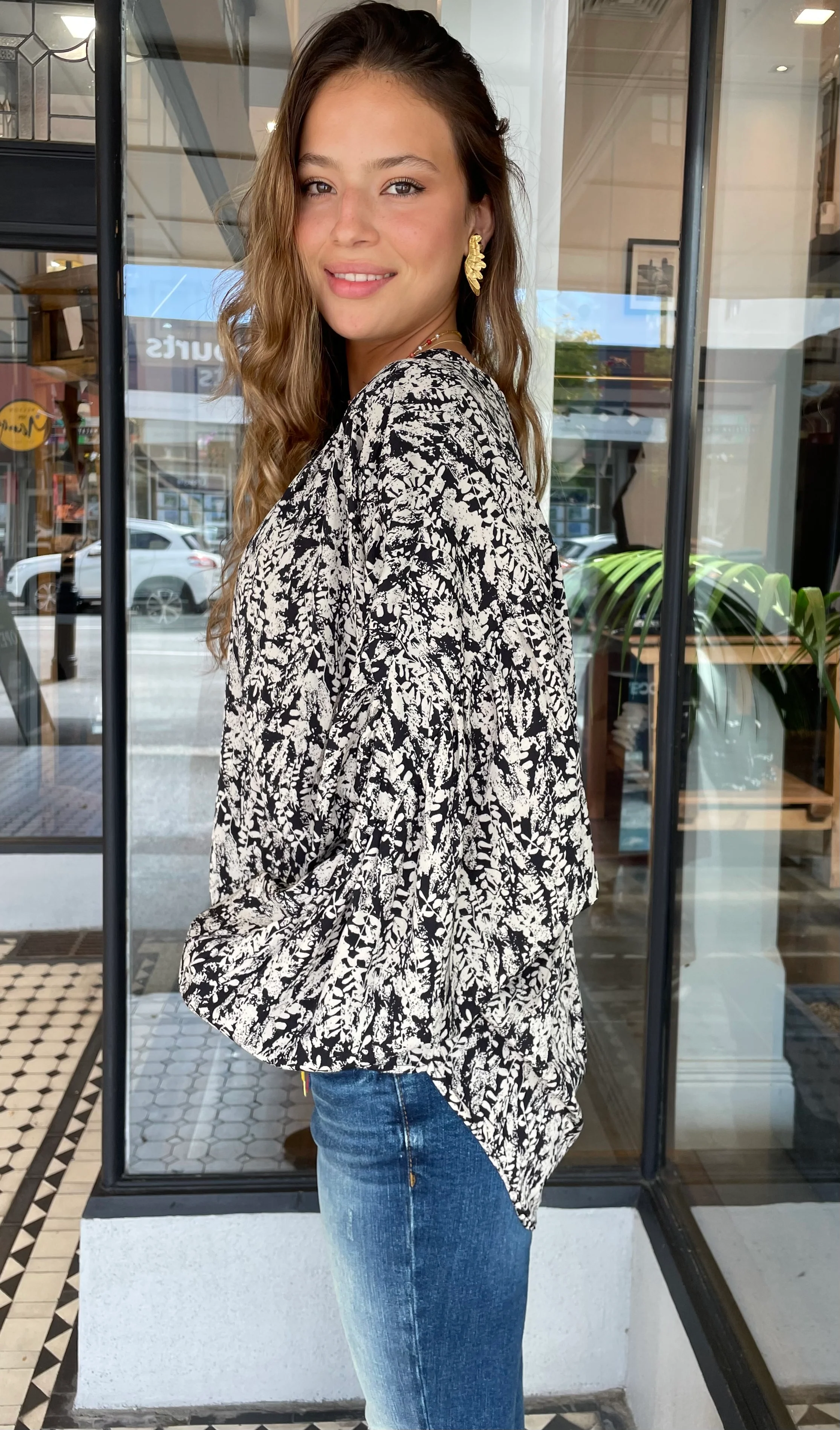 Madison Dolman Sleeve Top Black