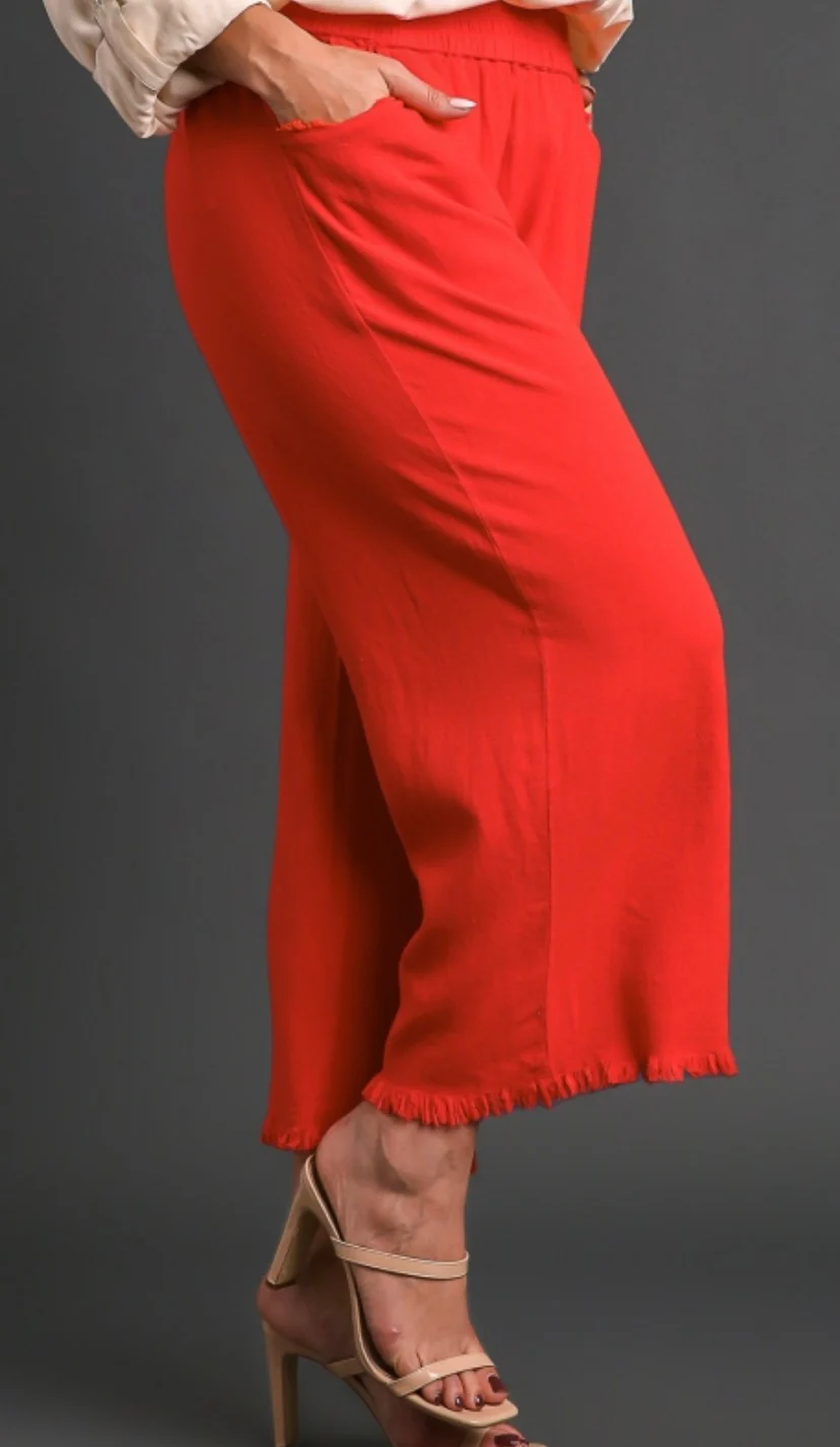 Villa Freyed Linen Pant Tomato