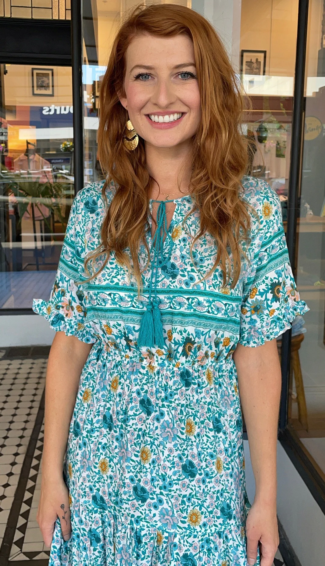 Gia Boho Tassel Tie Dress Jade