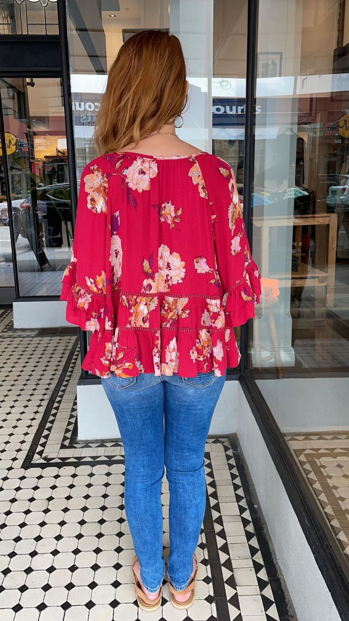 Ophelia Tassel Tie Top Red Raspberry