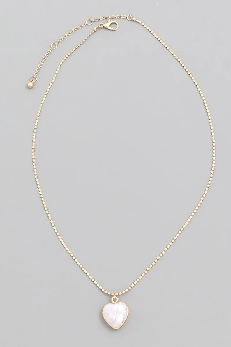 FMN057 White Howlite Heart Necklace
