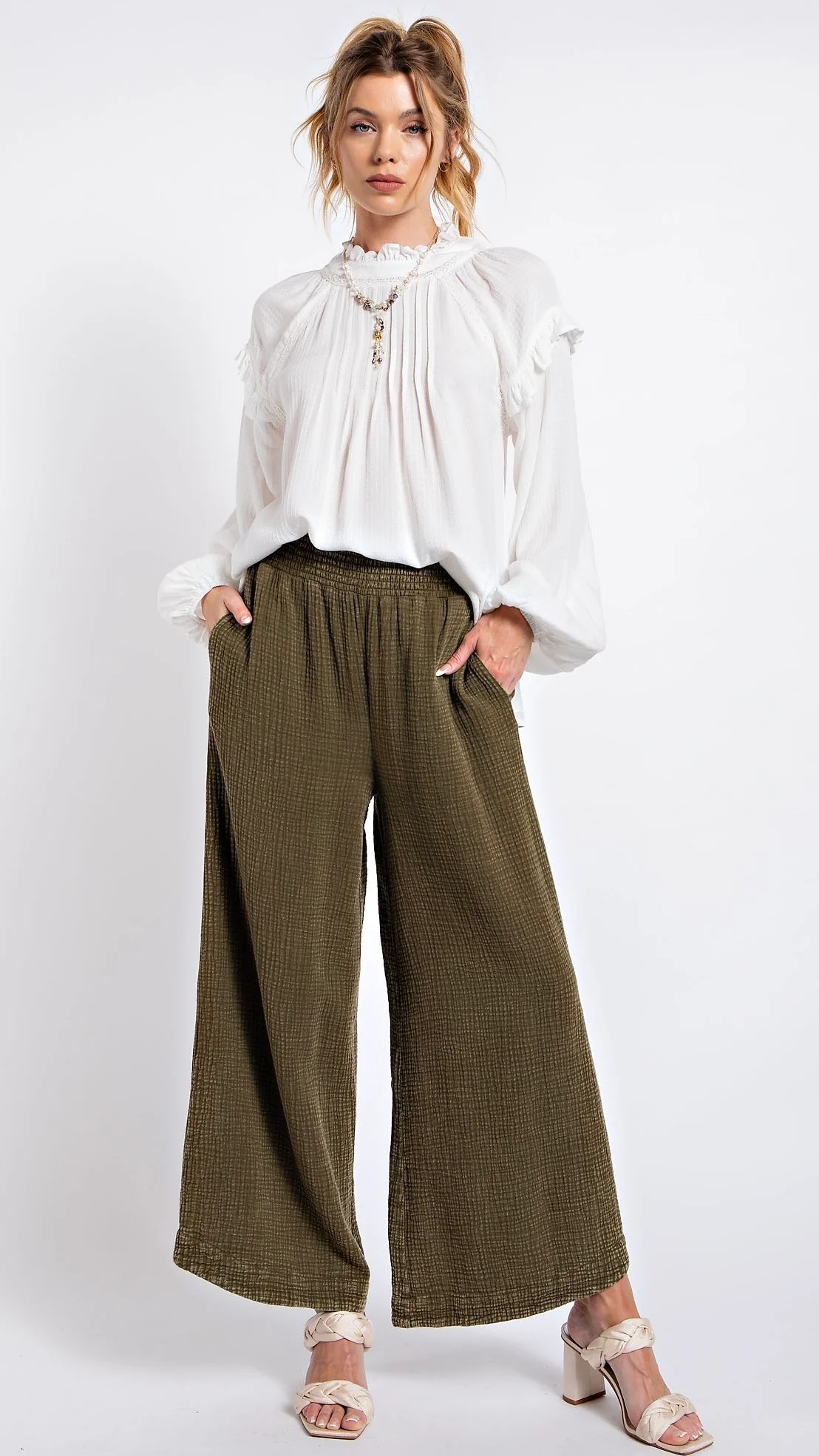 Tayla Textured Crepe Blouse Top Off White