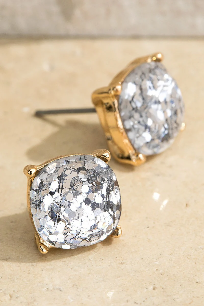 UBS024 Glitter Studs Silver