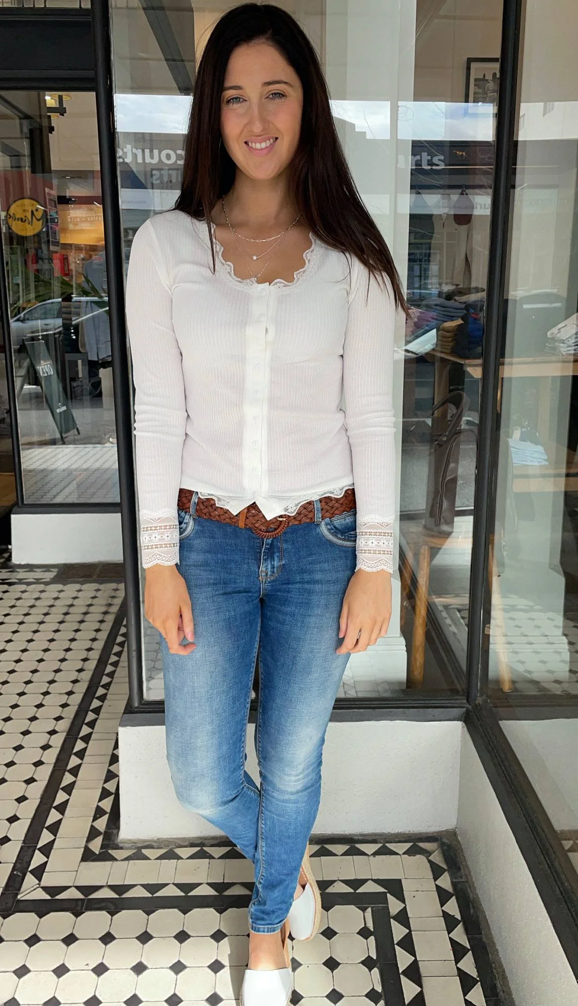 Ella Ribbed Top White