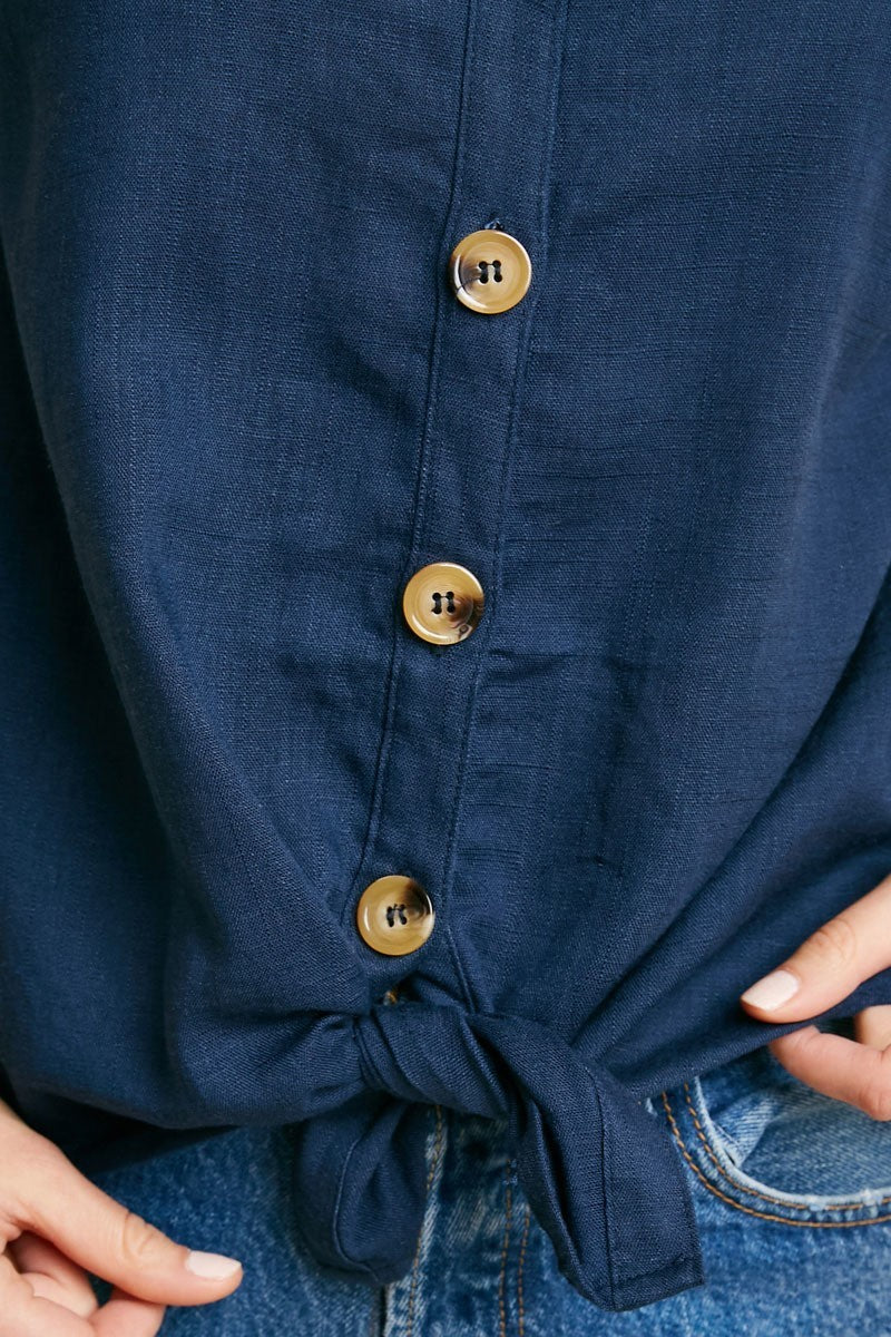 Lucy Linen Button Down Cami Navy