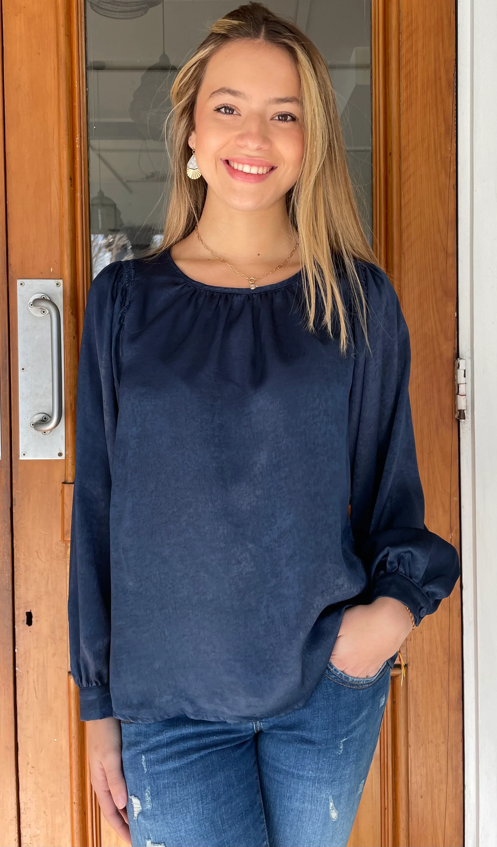 Sonia Satin Shimmer Top Midnight