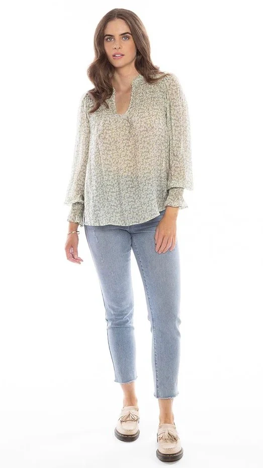 Seeking Lola Fun Times Top Sage Confetti