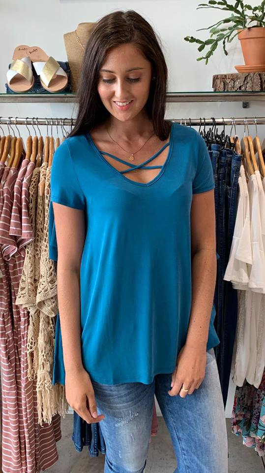 Sweet Crisscross Top TEAL