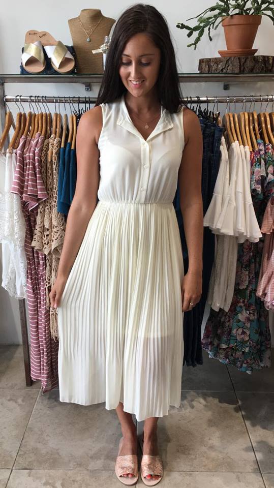 Pretty in Pleats Midi Dress IVORY