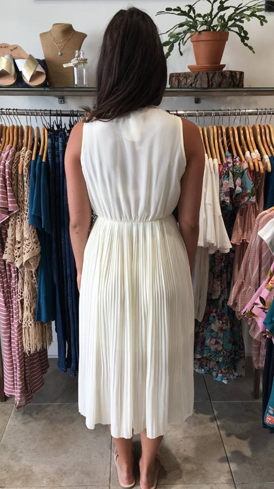 Pretty in Pleats Midi Dress IVORY