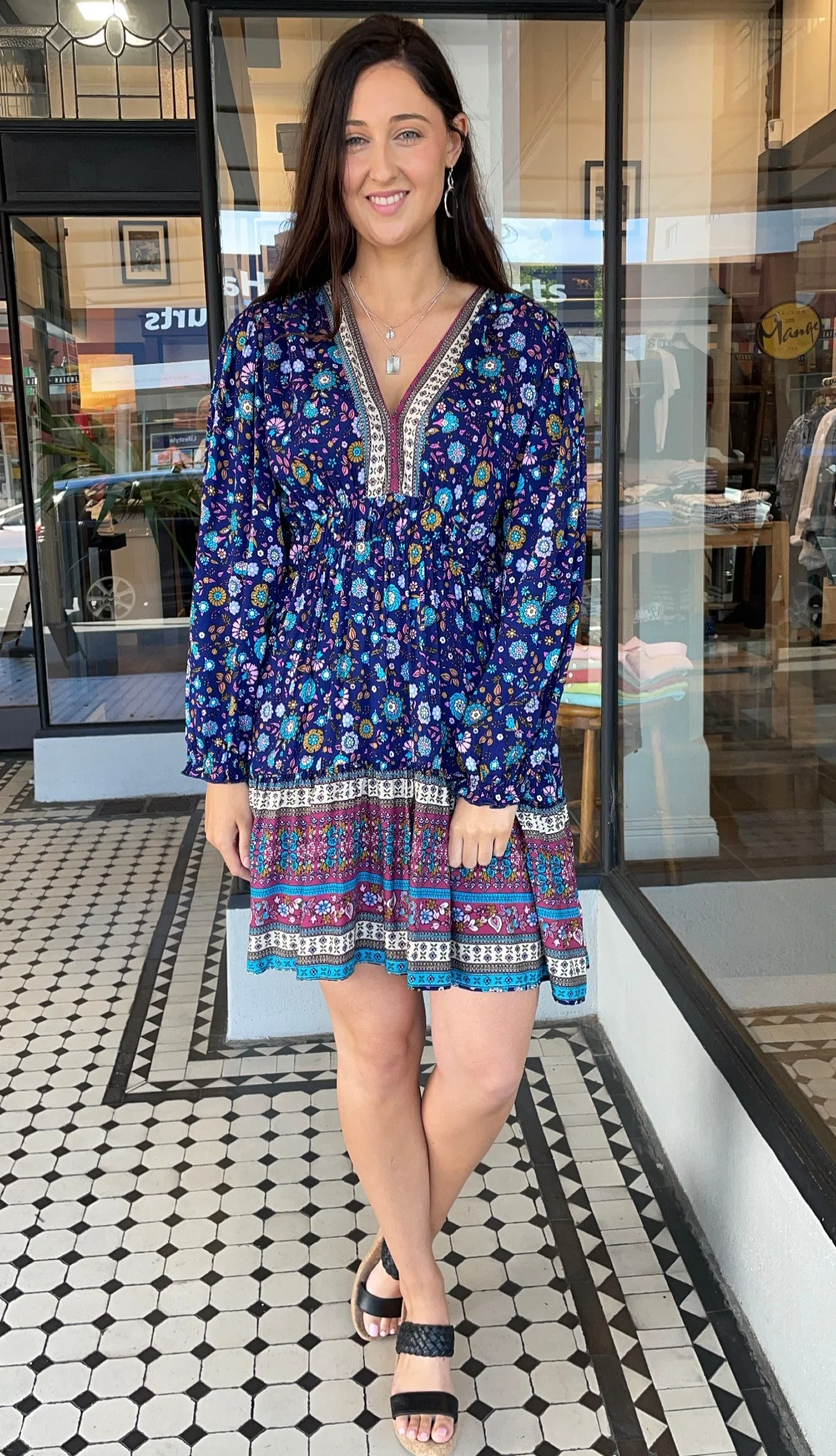 Harmony Floral Border Print Dress