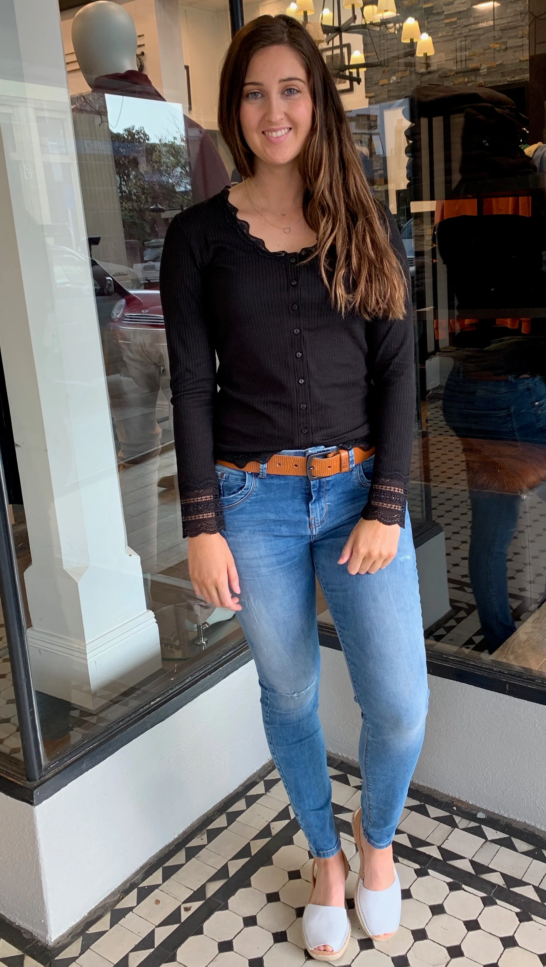 Ella Ribbed Top Black