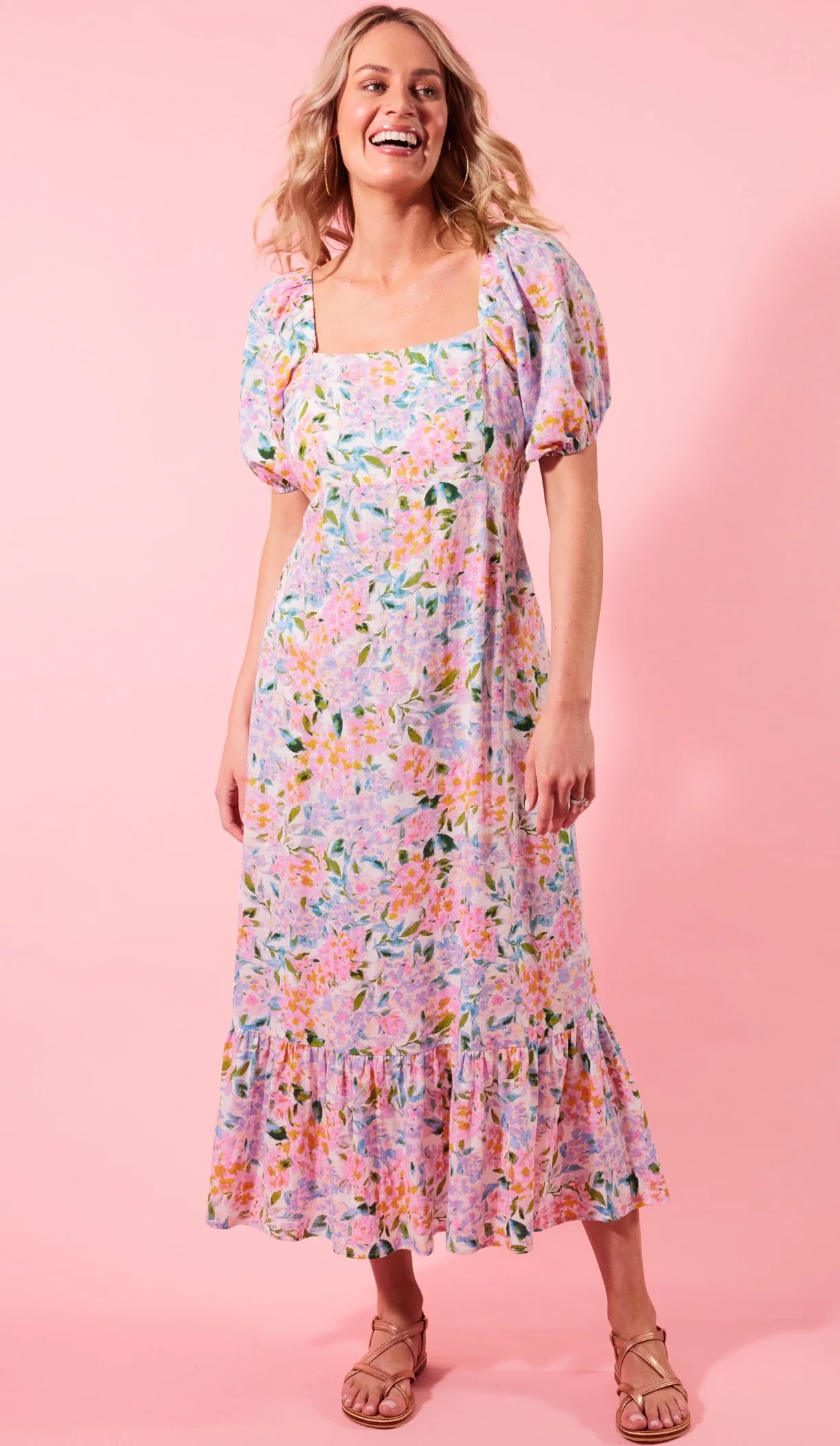 Flora Tie Dress Salt Hydrangea