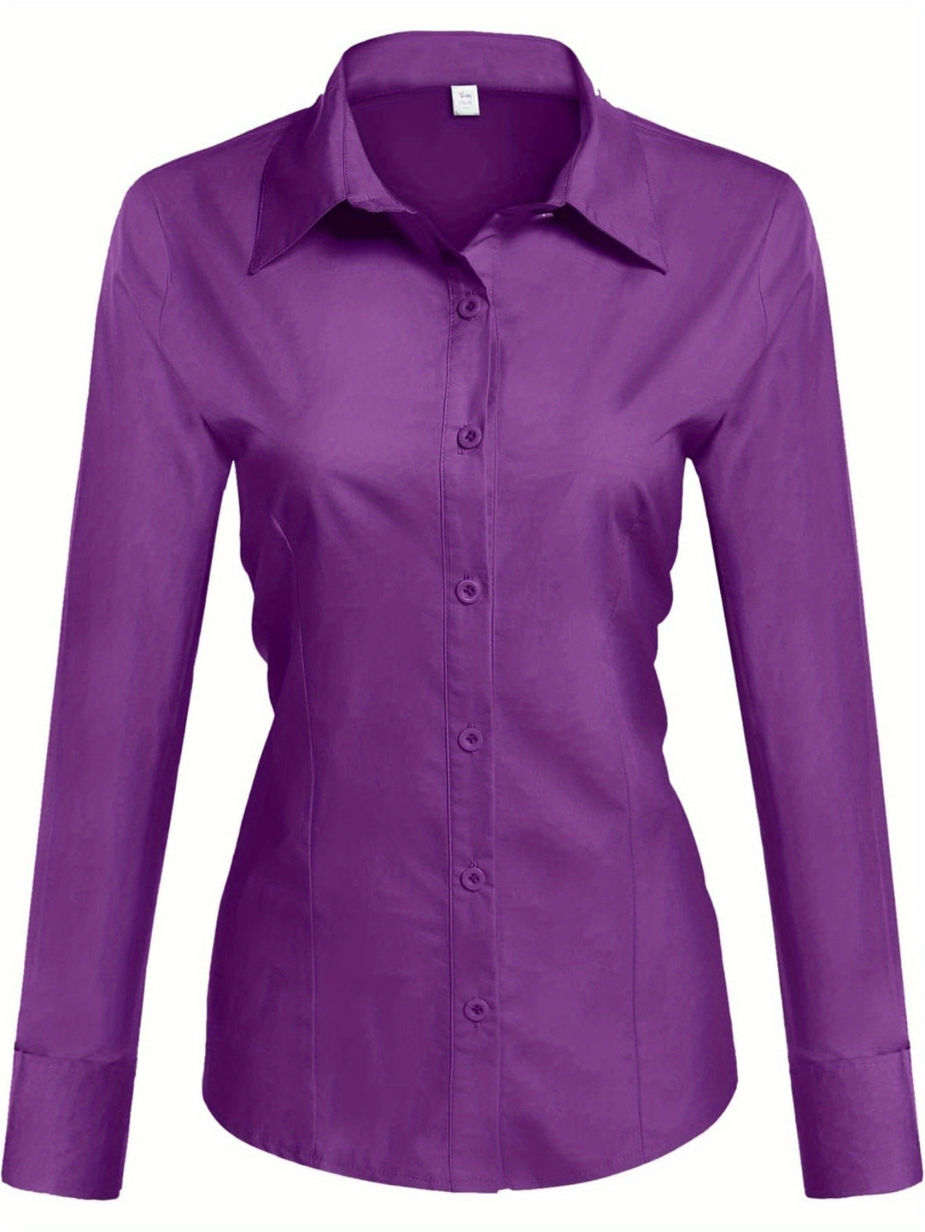 2024 Women's Professional Cotton Shirts: Slim Fit with Button-Down Collar