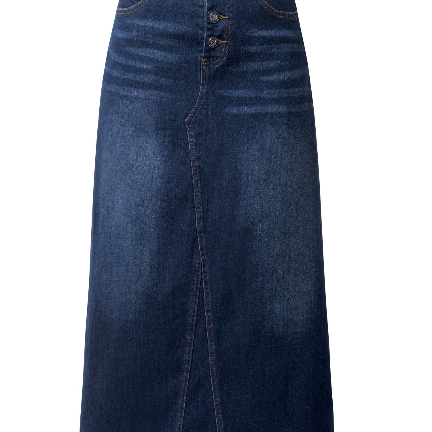 Women's Maxi Pencil Jean Skirt- High Waisted A-Line Long Denim Skirts for Ladies- Blue Jean Skirt