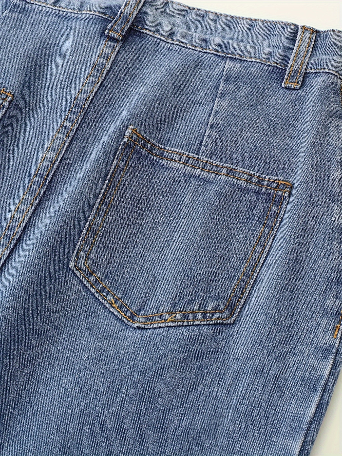 High-Waisted Irregular Split Midi Denim Skirt, Summer A-Line Plain Washed Blue Casual Style For Women