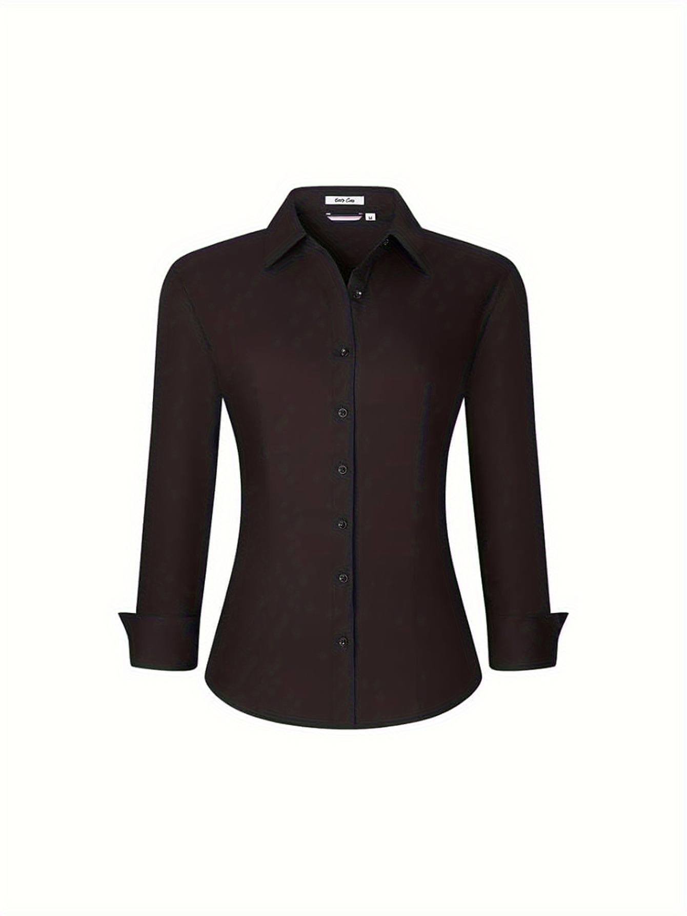 Womens Long Sleeve Button Down Shirts Regular Fit Stretch Work Blouse
