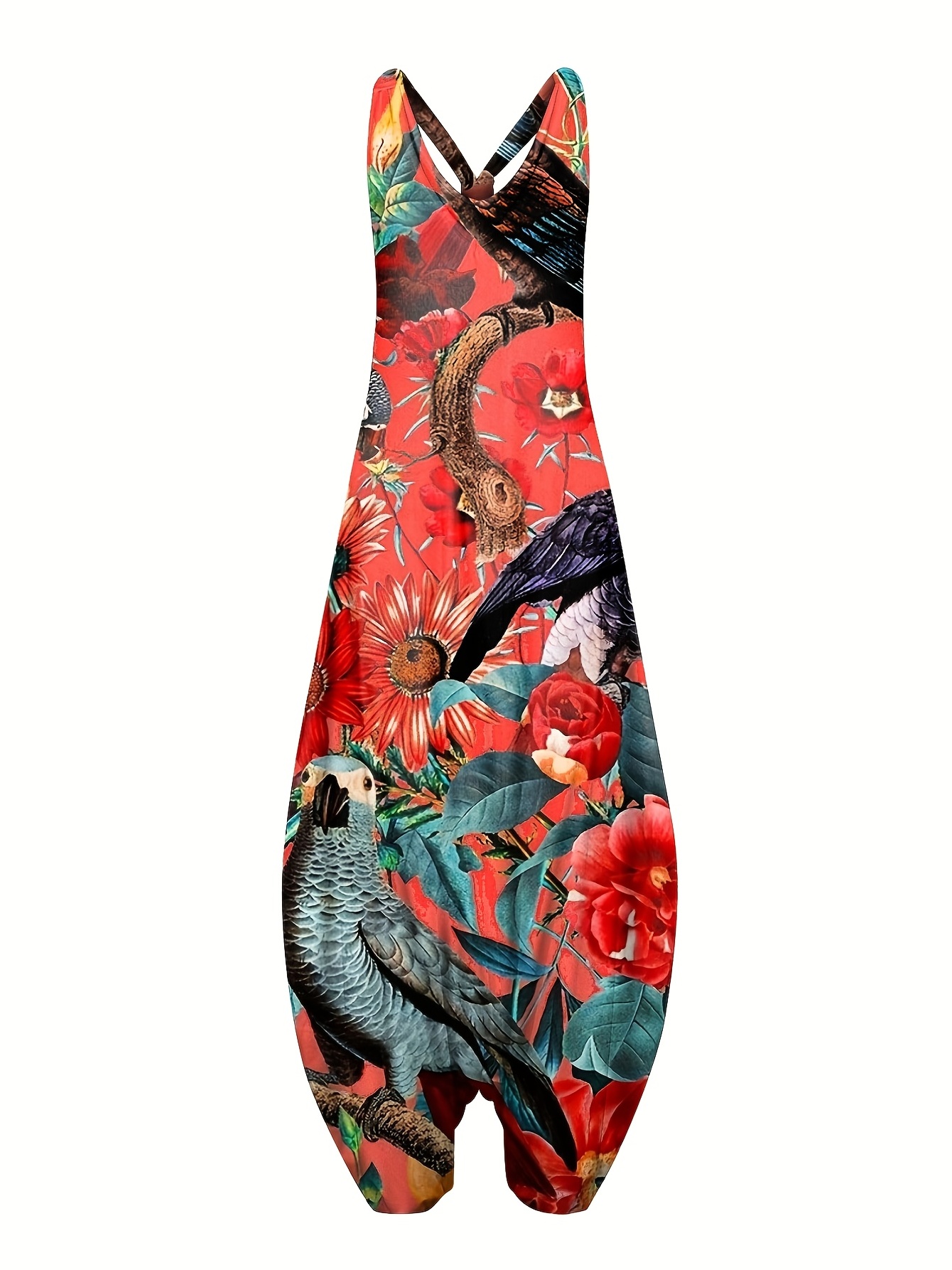 Boho Chic Floral Mandala Jumpsuit - Comfortable Sleeveless Baggy Style - Perfect Summer Casual Wear for Women