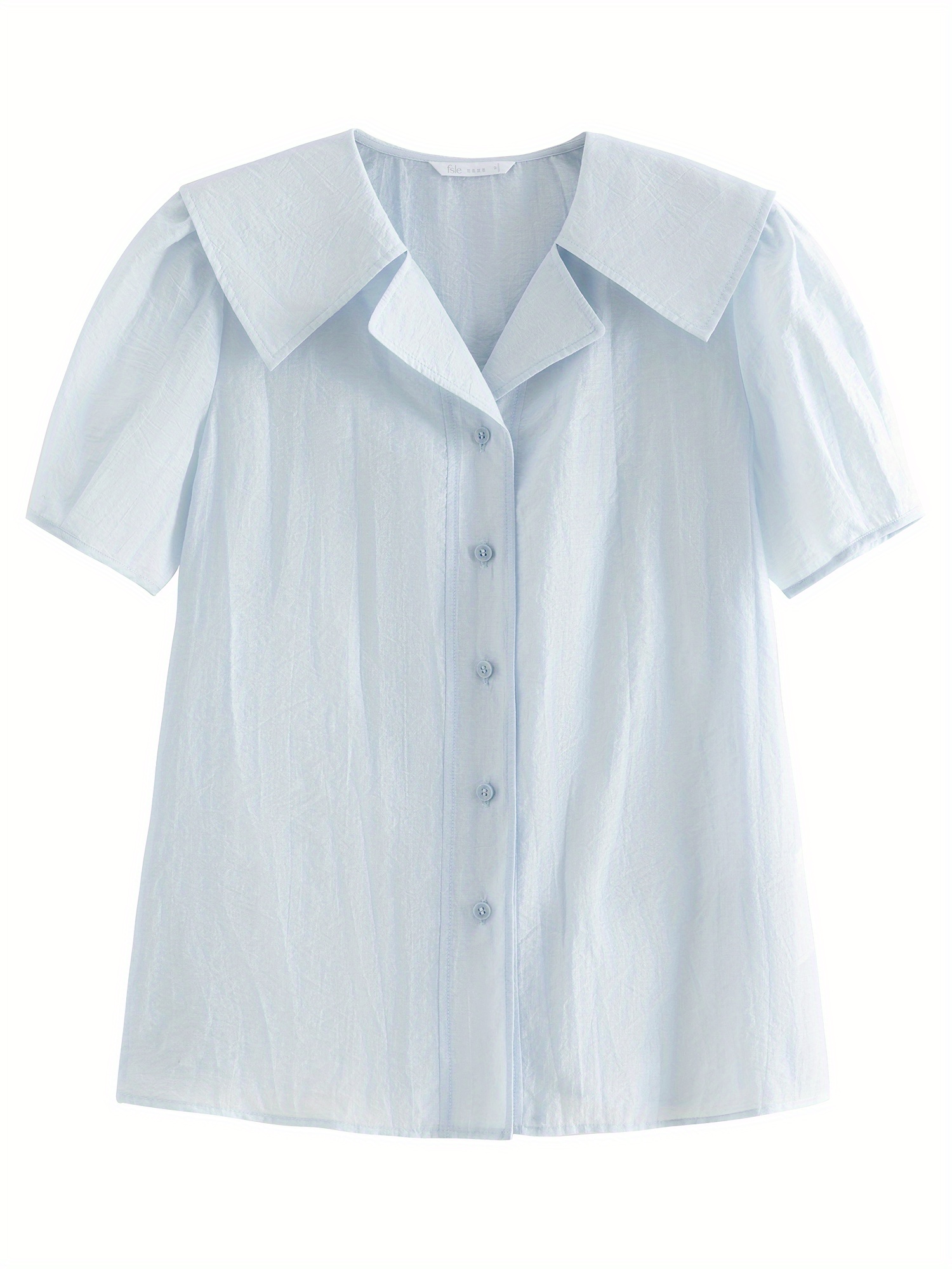 Short Sleeve Single Breasted Shirt, Casual Solid Color Lapel Shirt For Spring & Summer, Women's Clothing