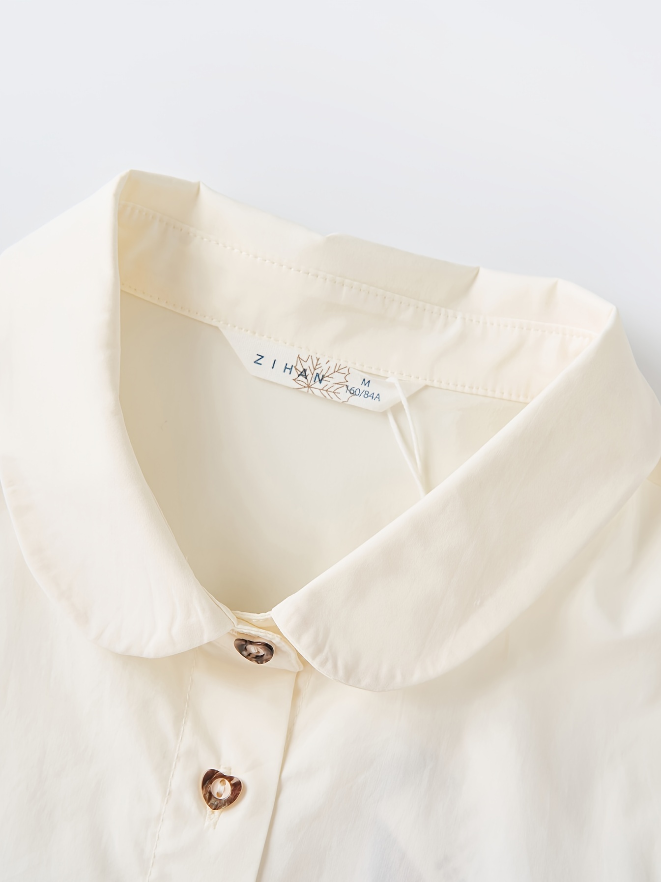 ZIHAN Summer 2024 Cute Cartoon Print Cotton Blouse - Polo Collar, 100% Cotton Lightweight Shirting, Woven, Adult Seasonal Top with Bubble Sleeves, Casual Loose-Fit Polo Shirt