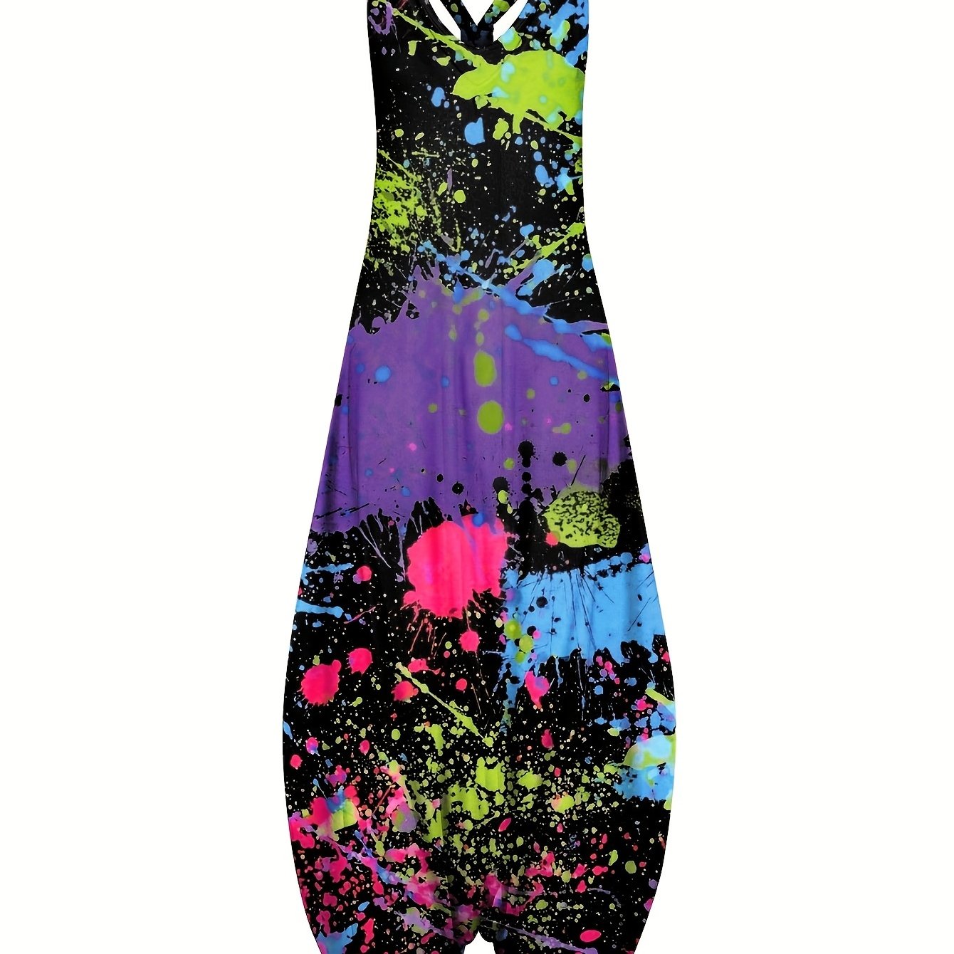 Boho Chic Floral Mandala Jumpsuit - Comfortable Sleeveless Baggy Style - Perfect Summer Casual Wear for Women