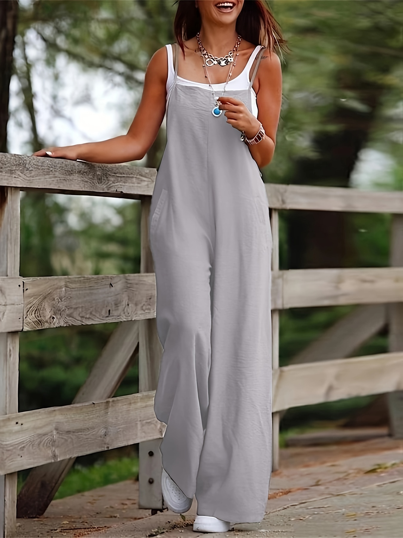 Chic Wide-Leg Jumpsuit-Comfortable Sleeveless Design-Perfect for Casual Outings-Womens Fashion Essential