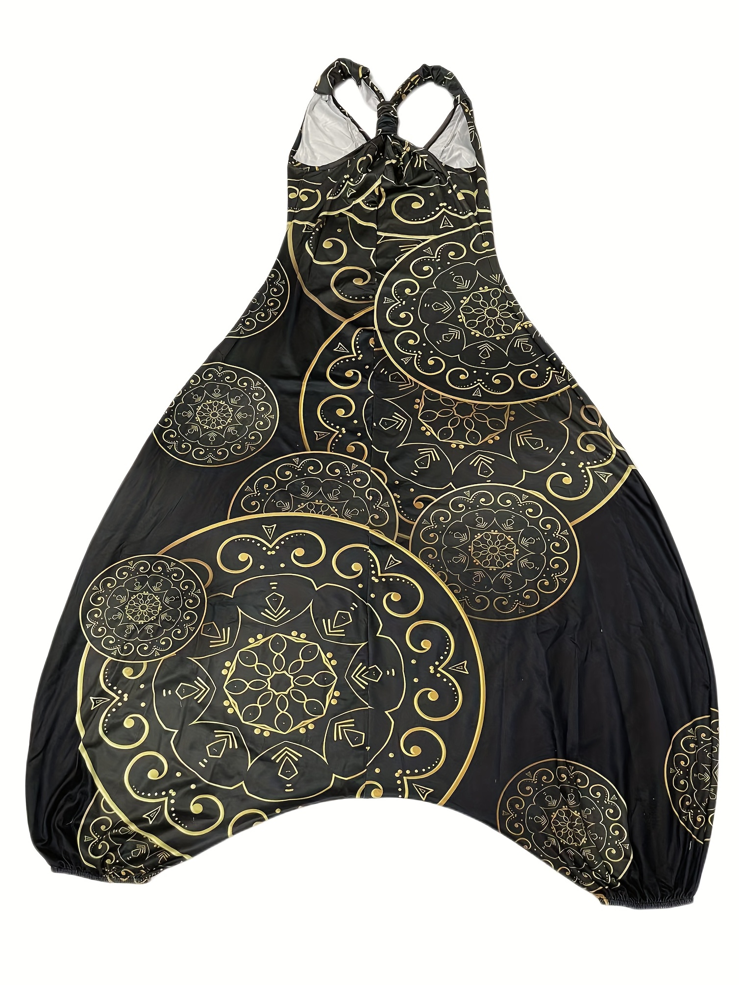 Boho Chic Floral Mandala Jumpsuit - Comfortable Sleeveless Baggy Style - Perfect Summer Casual Wear for Women
