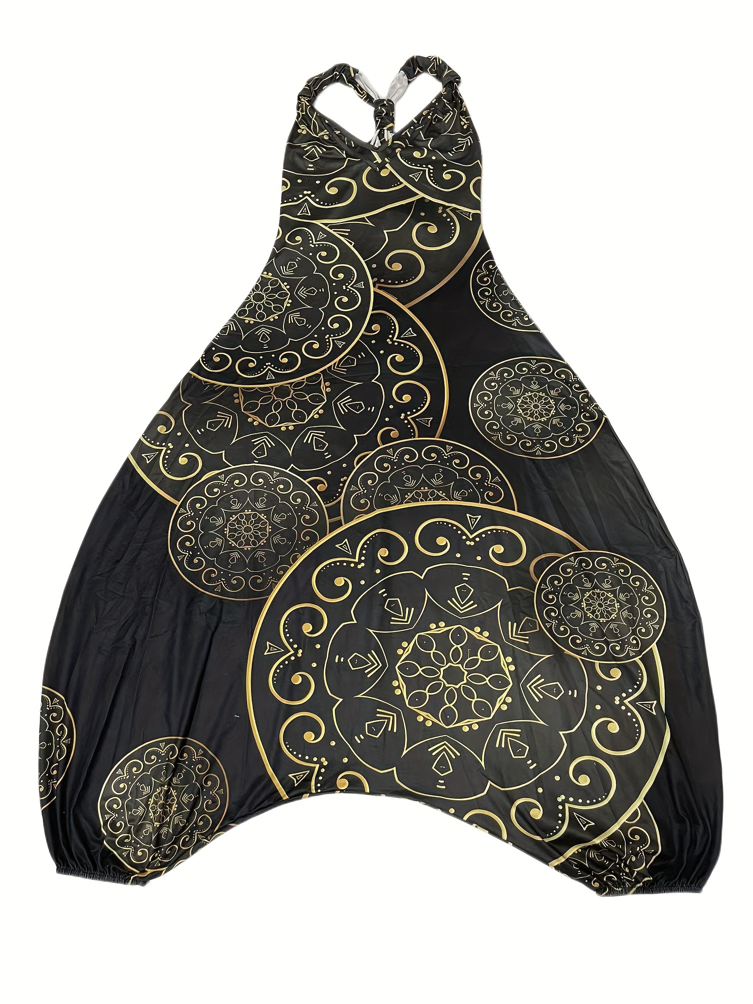 Boho Chic Floral Mandala Jumpsuit - Comfortable Sleeveless Baggy Style - Perfect Summer Casual Wear for Women