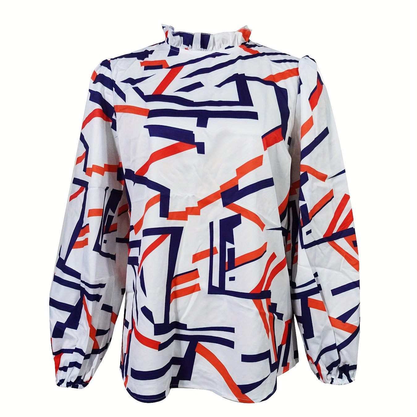 Women's Elegant Casual Long Sleeve Blouse With Random Print, Polyester Fabric, Soft And Breathable, Machine Washable