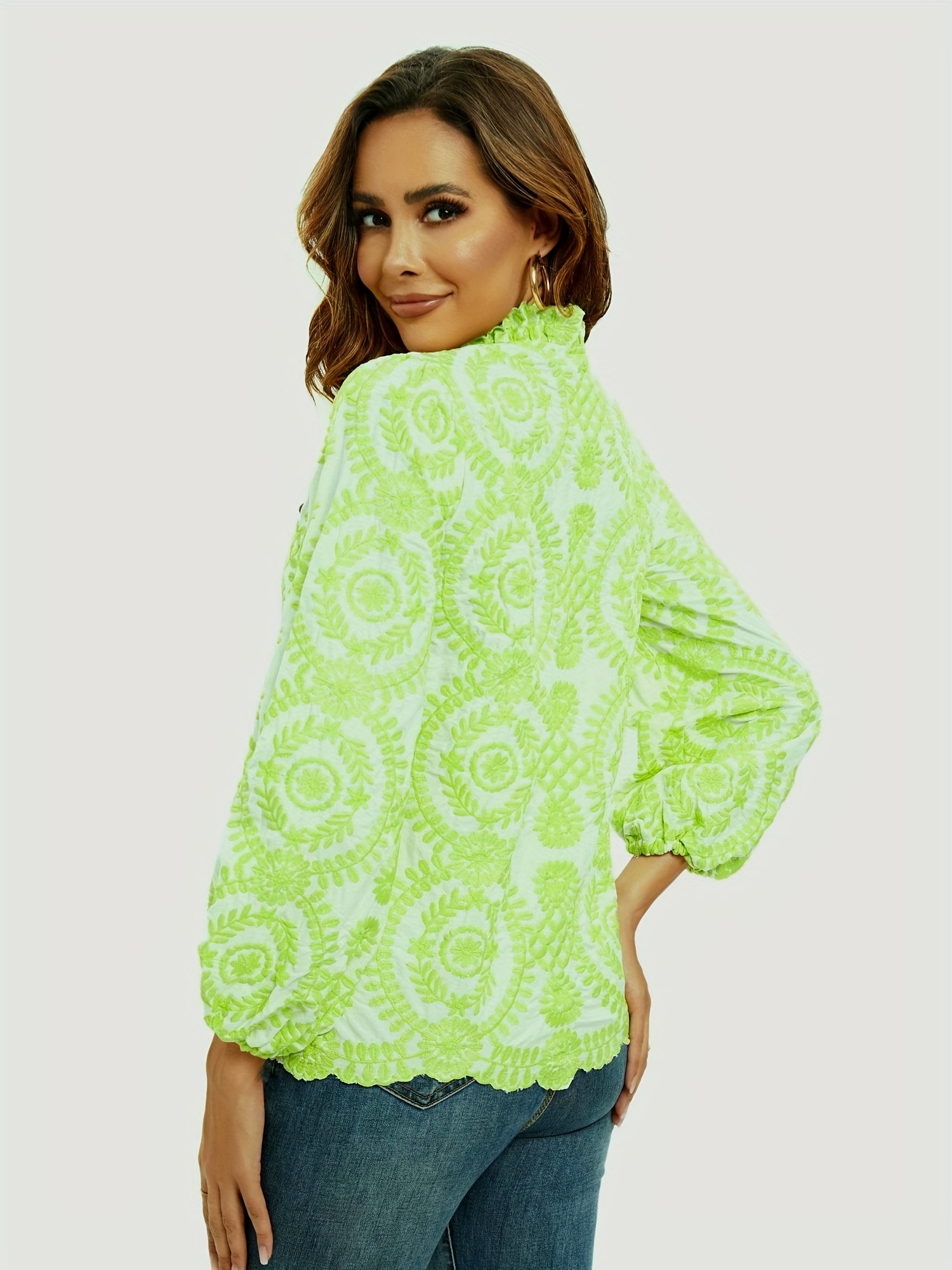 Elegant Women's Embroidered Blouse - Breathable Fabric, Perfect for Any Occasion, Flattering Fit