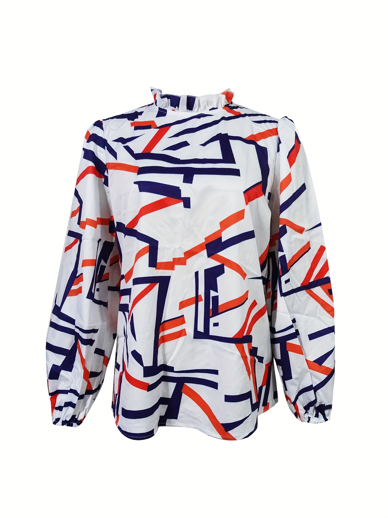 Women's Elegant Casual Long Sleeve Blouse With Random Print, Polyester Fabric, Soft And Breathable, Machine Washable