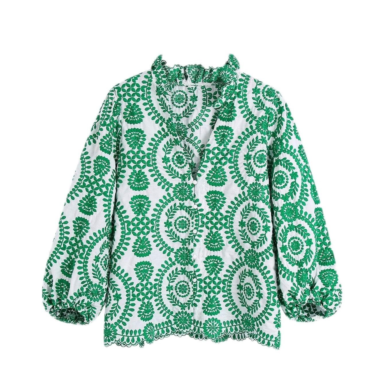 Elegant Women's Embroidered Blouse - Breathable Fabric, Perfect for Any Occasion, Flattering Fit