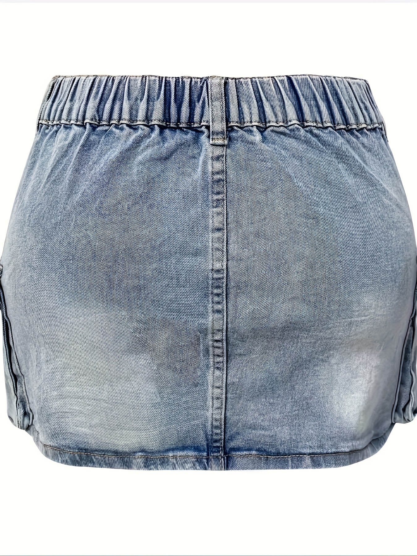 Denim Skirt Women's Summer Vintage Stretch Tight Cargo Pocket Hip Skirt